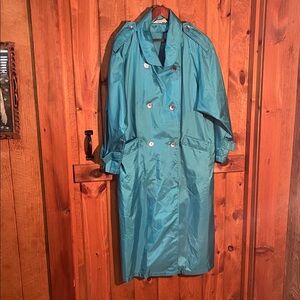 Alorna size 7/8 Junior Vintage Blue Trenchcoat 3261